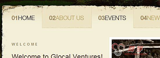 Glocal Ventures navigation  menu scren shot.